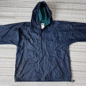 HELLY HANSON Vintage waterproof jacket XL 1/4 zip pullover rainshell blue 90s